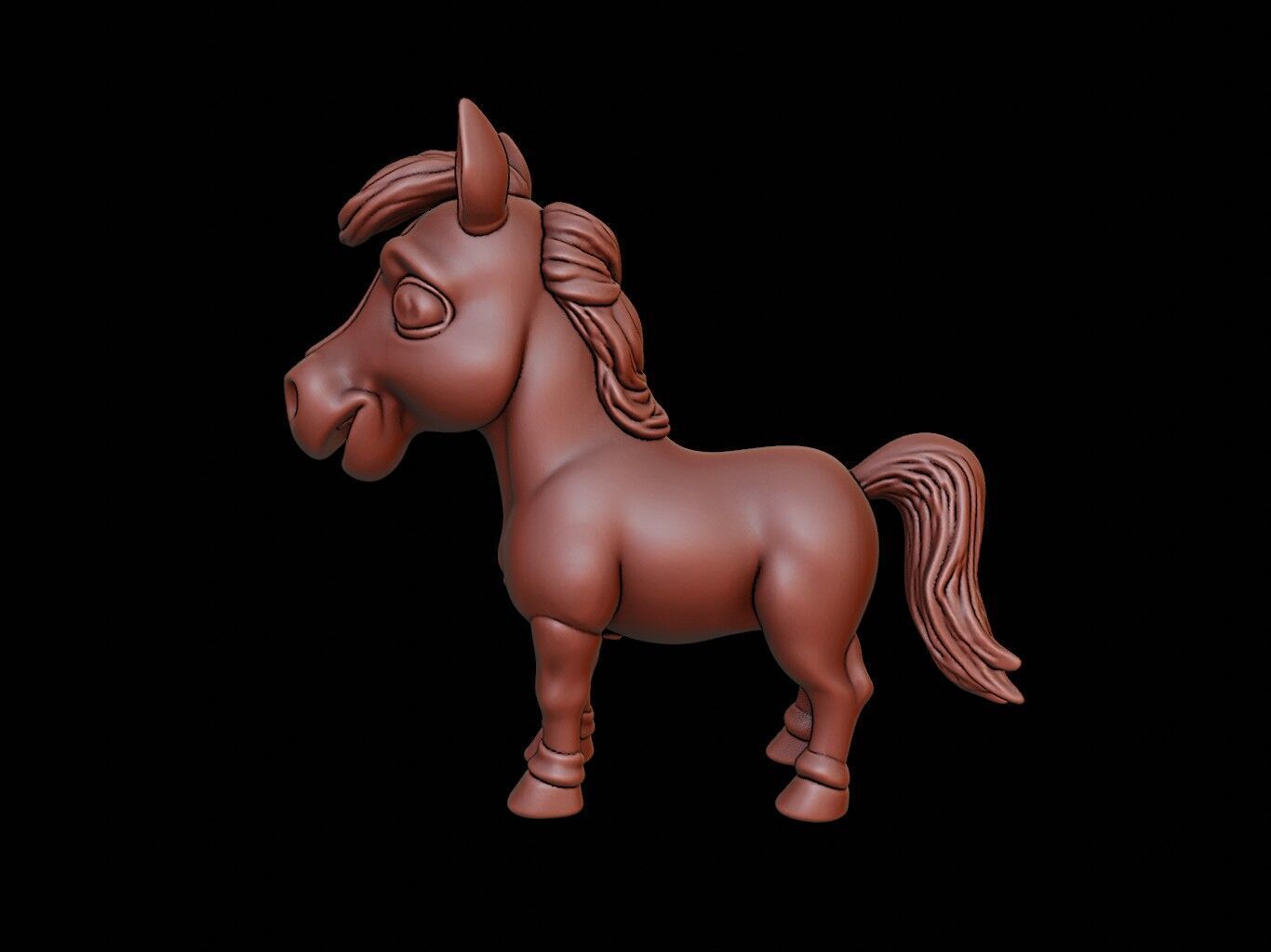 Horse Animal Cartoon 3D print model_2