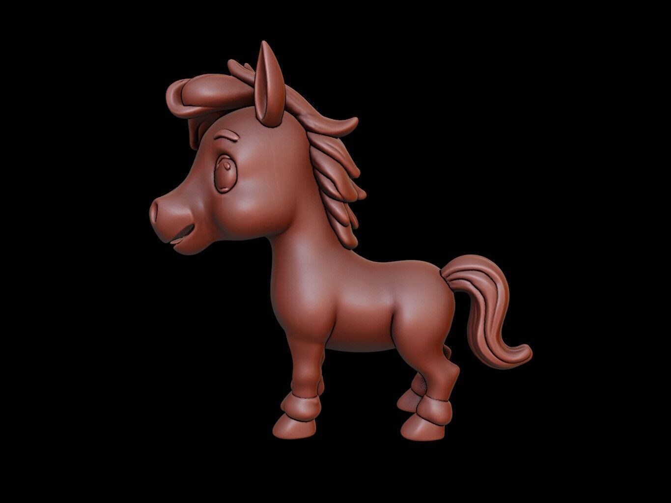 Horse Animal Cartoon 3D print model_2