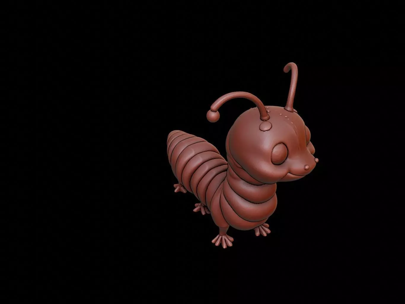 Millipede Animal Cartoon 3D print model_0