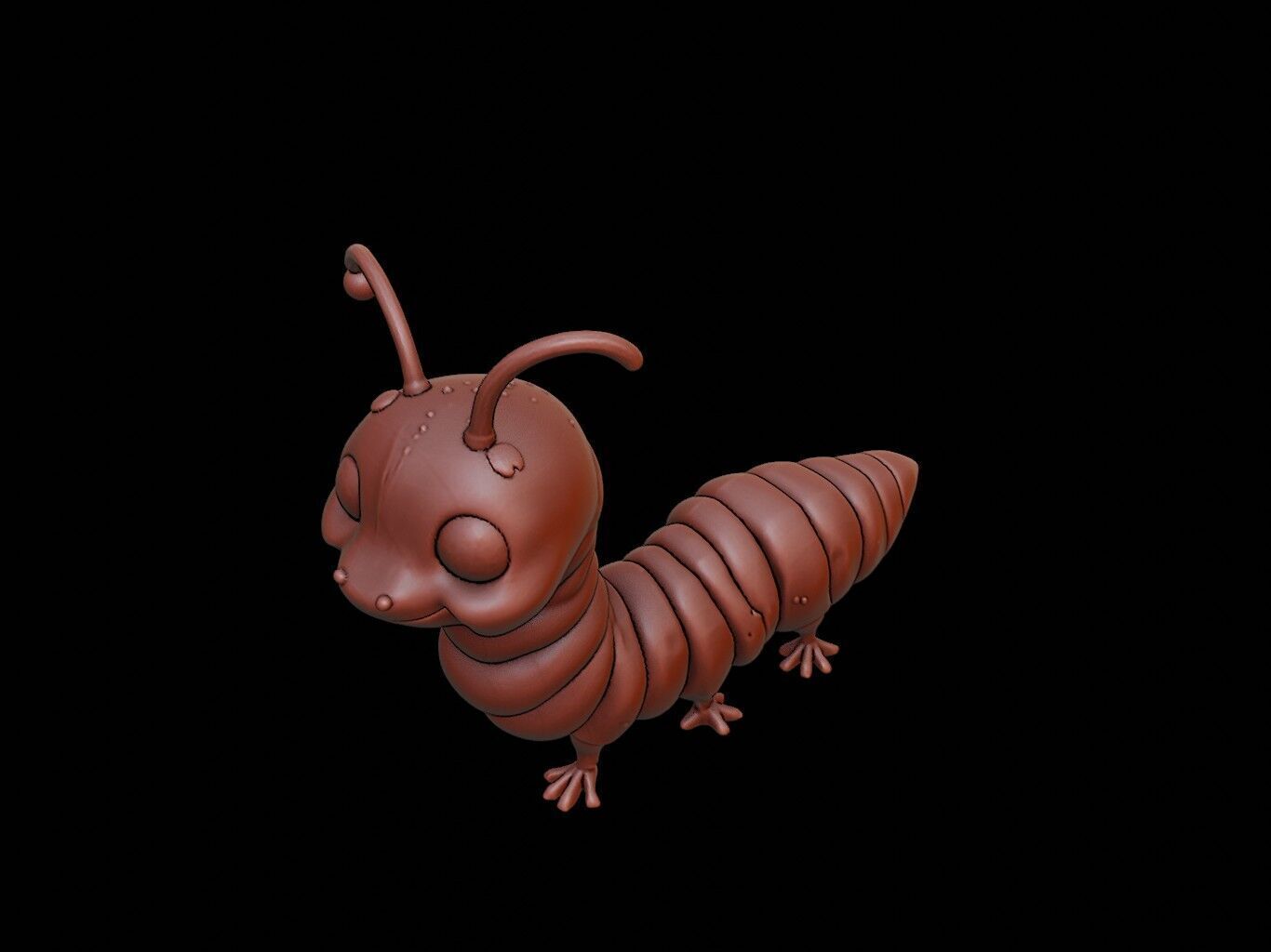 Millipede Animal Cartoon 3D print model_1