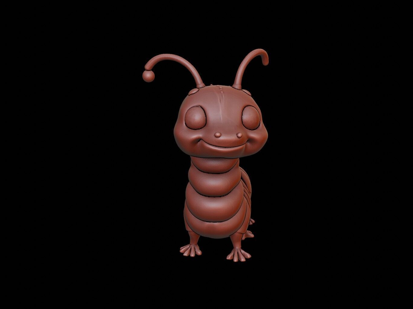 Millipede Animal Cartoon 3D print model_2