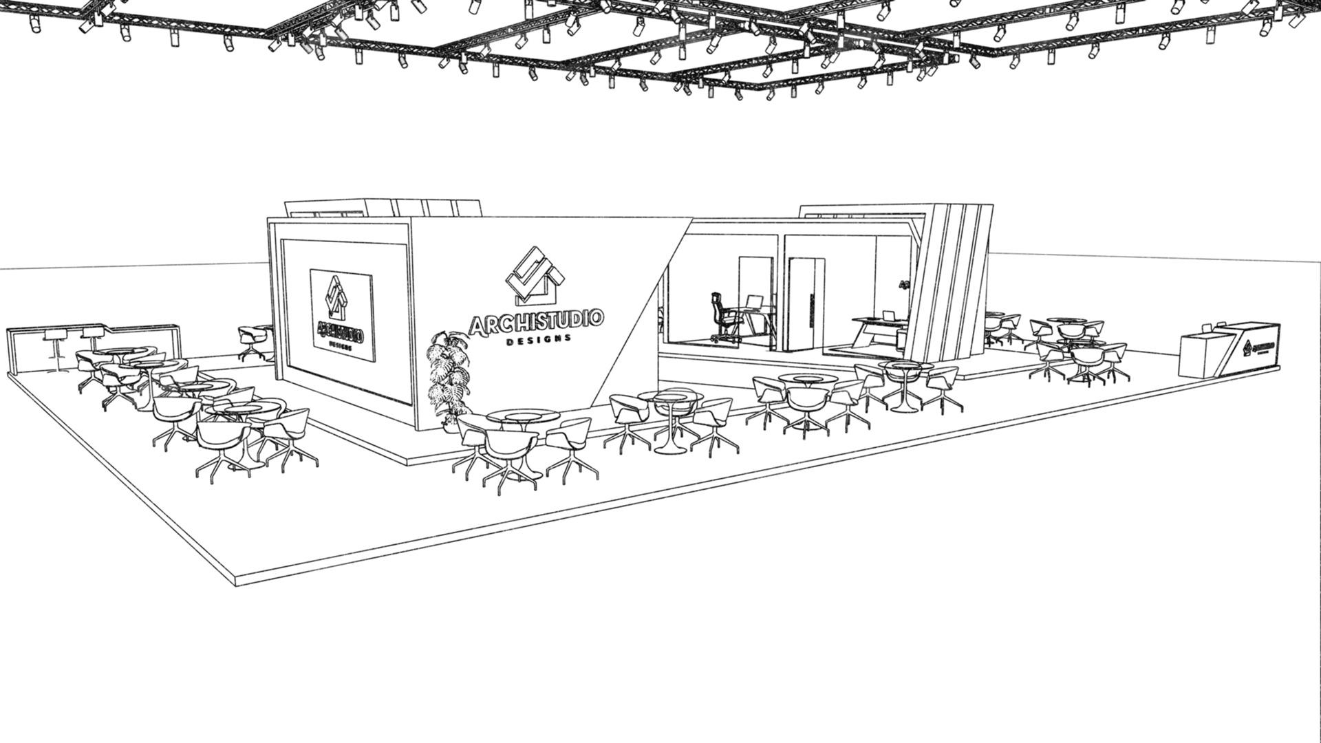 Exhibition booth design 3D model 22m x 16m 3D model 3D model_22