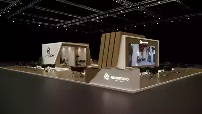 Exhibition booth design 3D model 22m x 16m 3D model