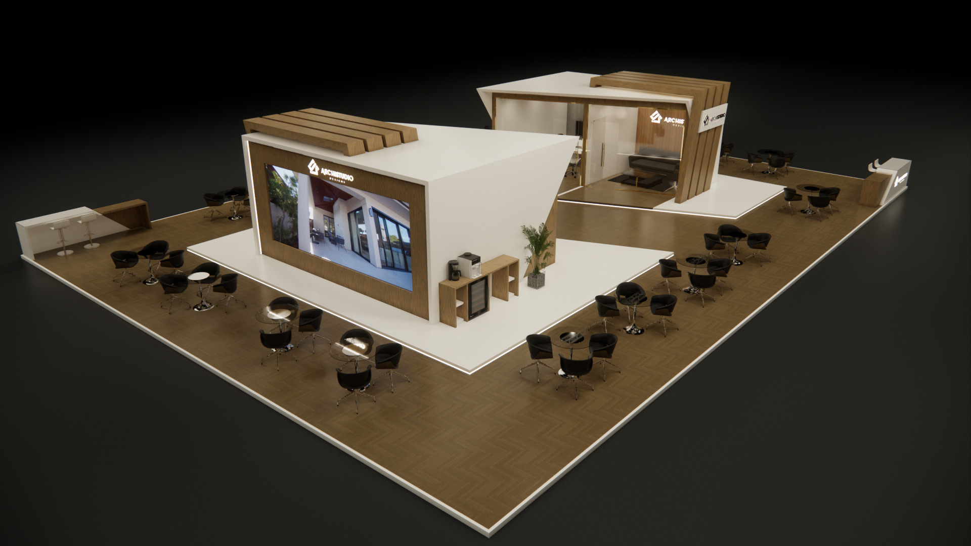 Exhibition booth design 3D model 22m x 16m 3D model 3D model_7