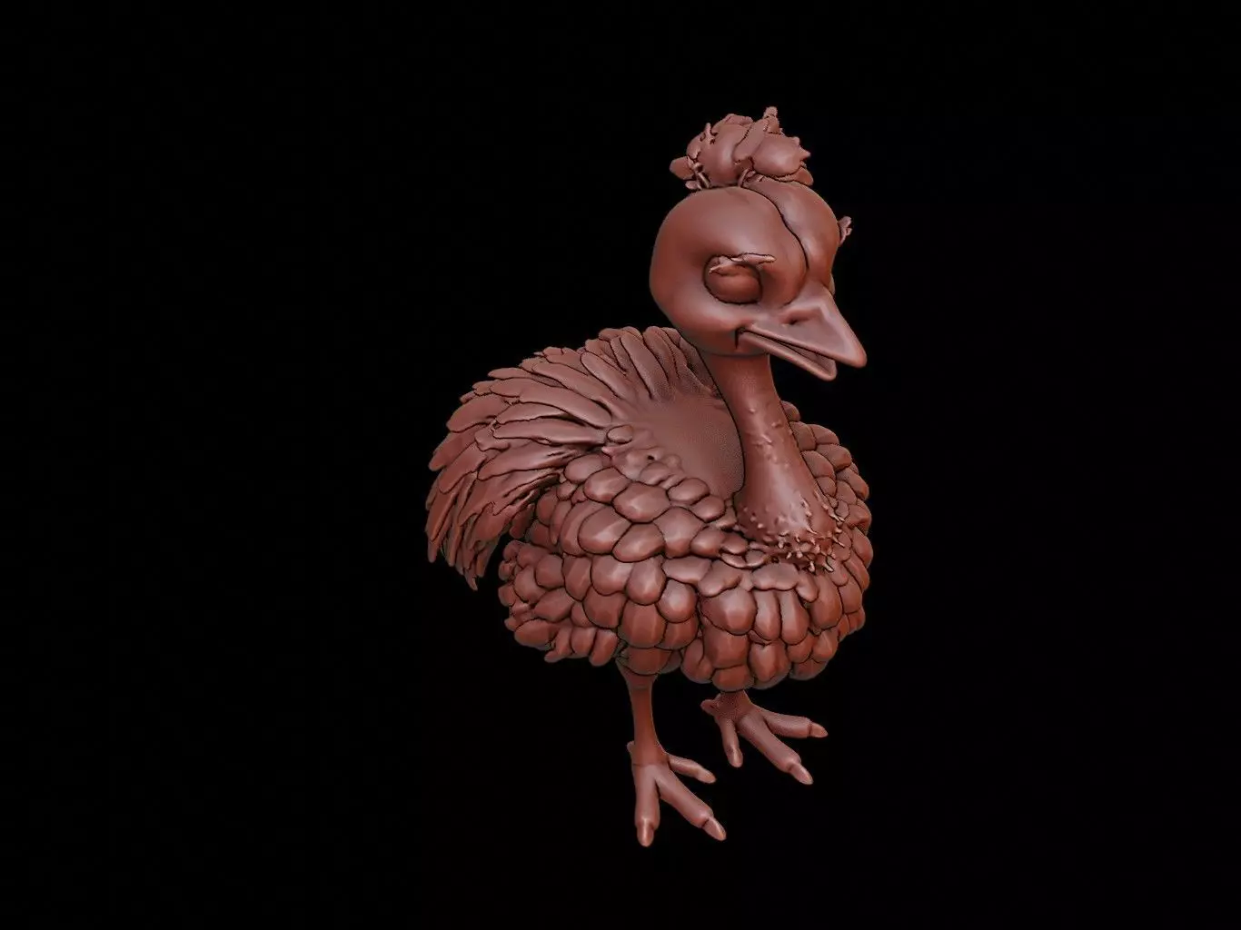 Ostrich Animal Cartoon 3D print model_0