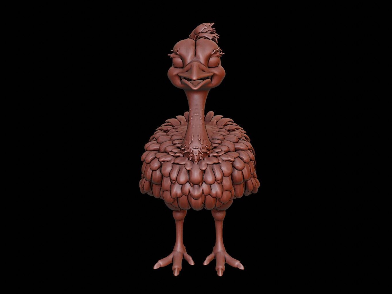 Ostrich Animal Cartoon 3D print model_2