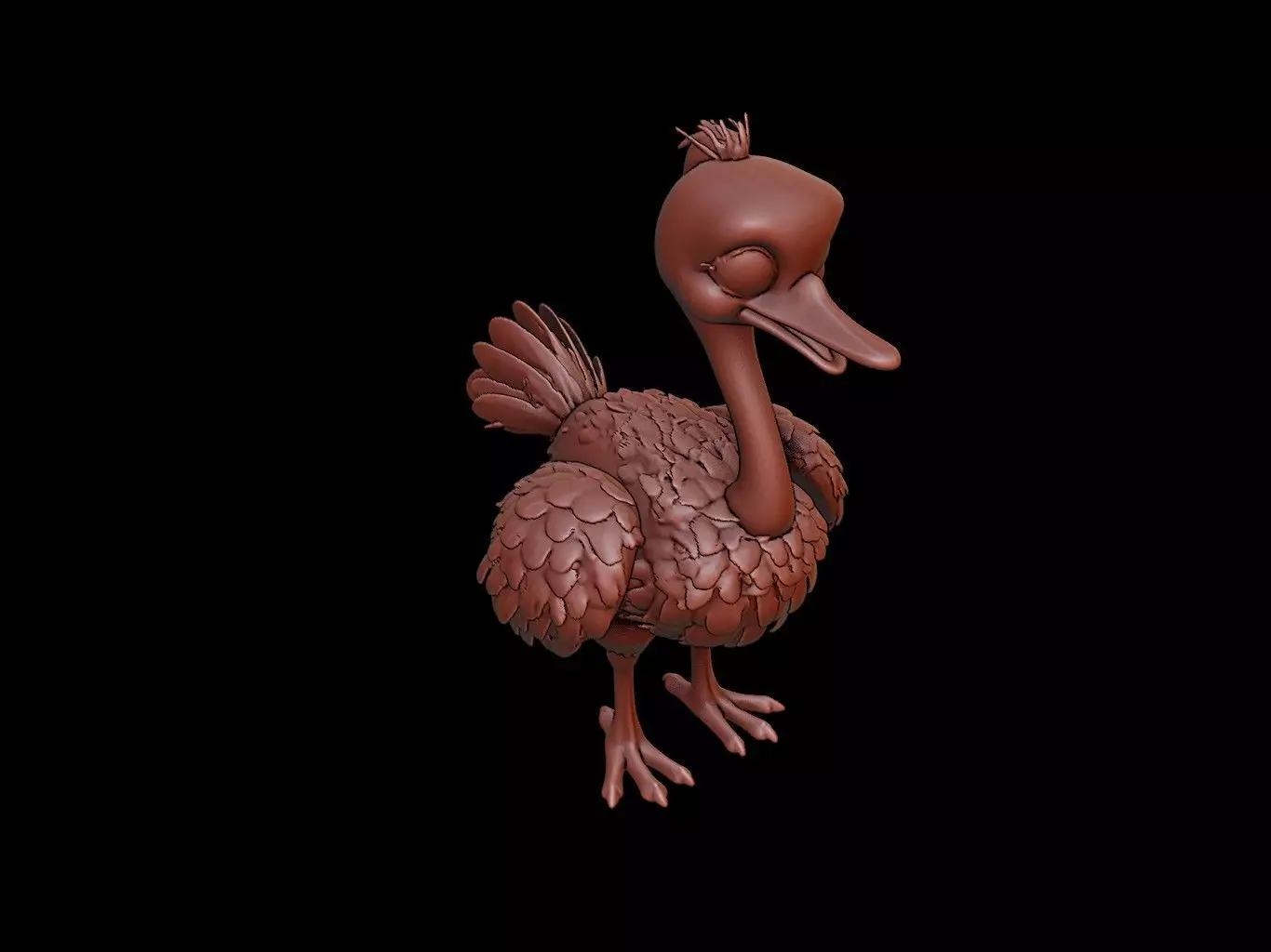 Ostrich Animal Cartoon 3D print model_0