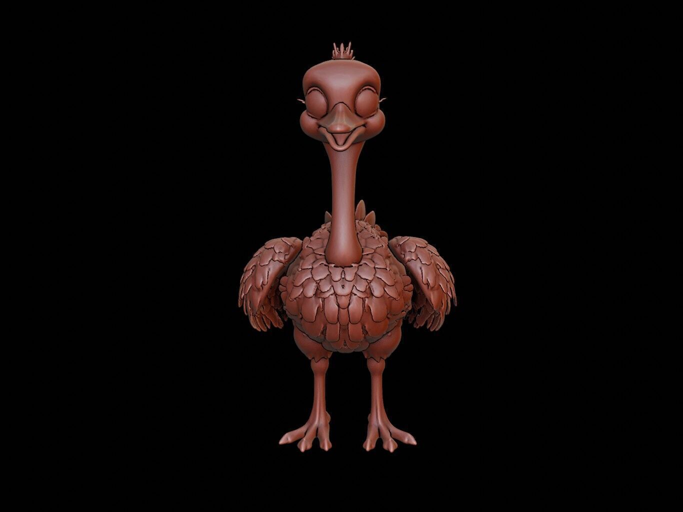 Ostrich Animal Cartoon 3D print model_2