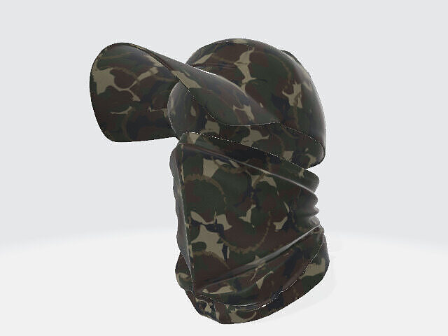 Tactical Camo Cap with Face Cover Low-poly 3D model