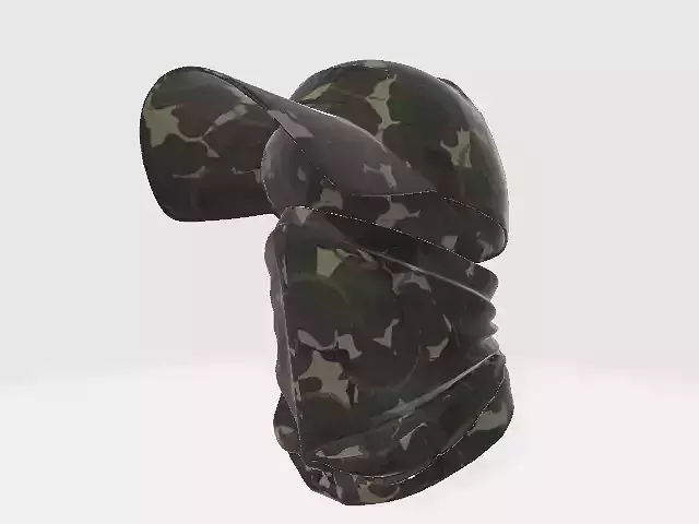 Tactical Camo Cap with Face Cover Low-poly 3D model