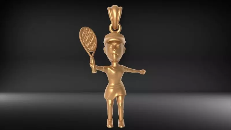 Female Tennis Player Pendant 3D print model