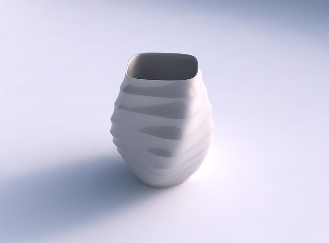 Vase low bulky helix with small horizontal sections