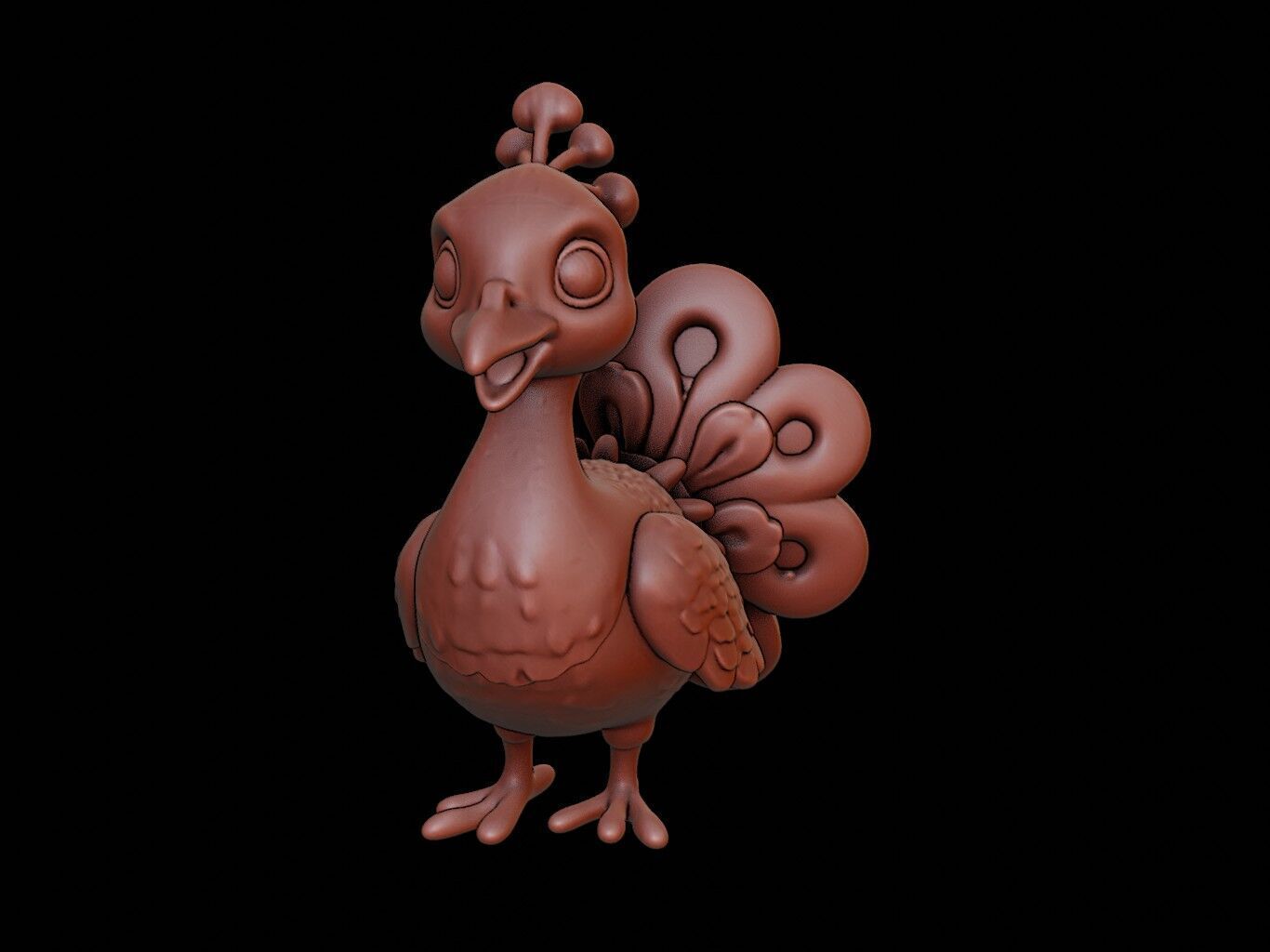 Peacock Animal Cartoon 3D print model_2