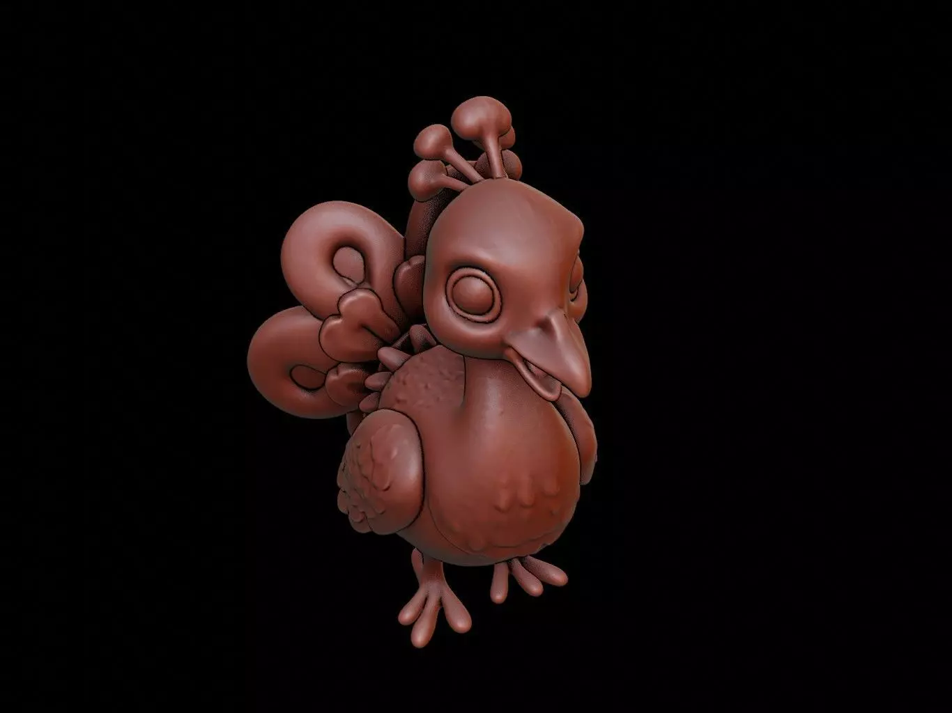 Peacock Animal Cartoon 3D print model_0