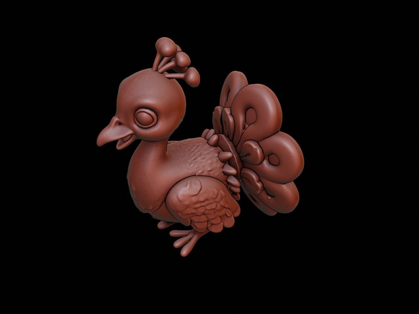 Peacock Animal Cartoon 3D print model_1