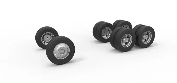 Wheel Set of Vintage GATR Racing Semi truck V4 Scale 1 to 25 3D print model