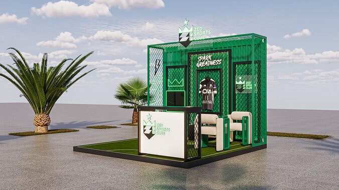 Modern Sports Exhibition Booth with Neon Lighting 3D Model Low-poly 3D model 4