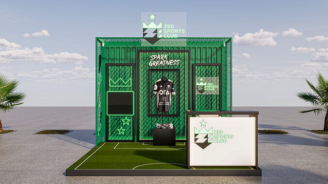 Modern Sports Exhibition Booth with Neon Lighting 3D Model Low-poly 3D model 2