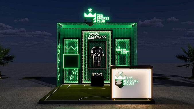Modern Sports Exhibition Booth with Neon Lighting 3D Model Low-poly 3D model 7