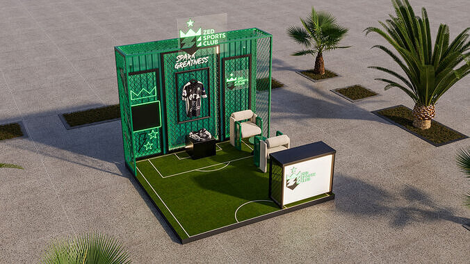 Modern Sports Exhibition Booth with Neon Lighting 3D Model Low-poly 3D model 5
