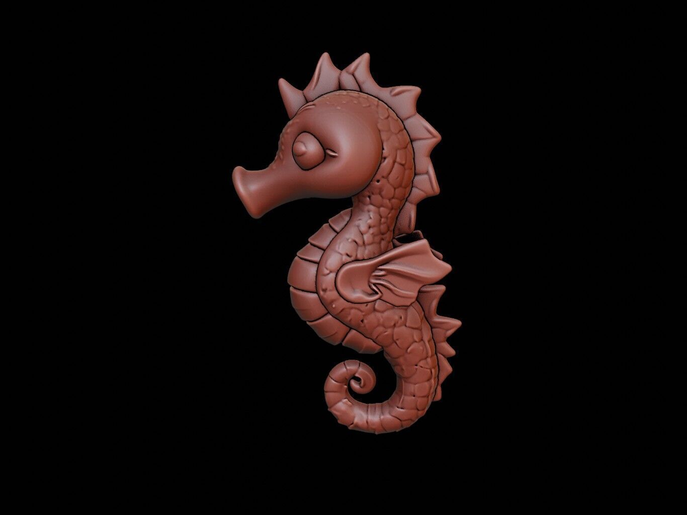 Seahorse Animal Cartoon 3D print model_2