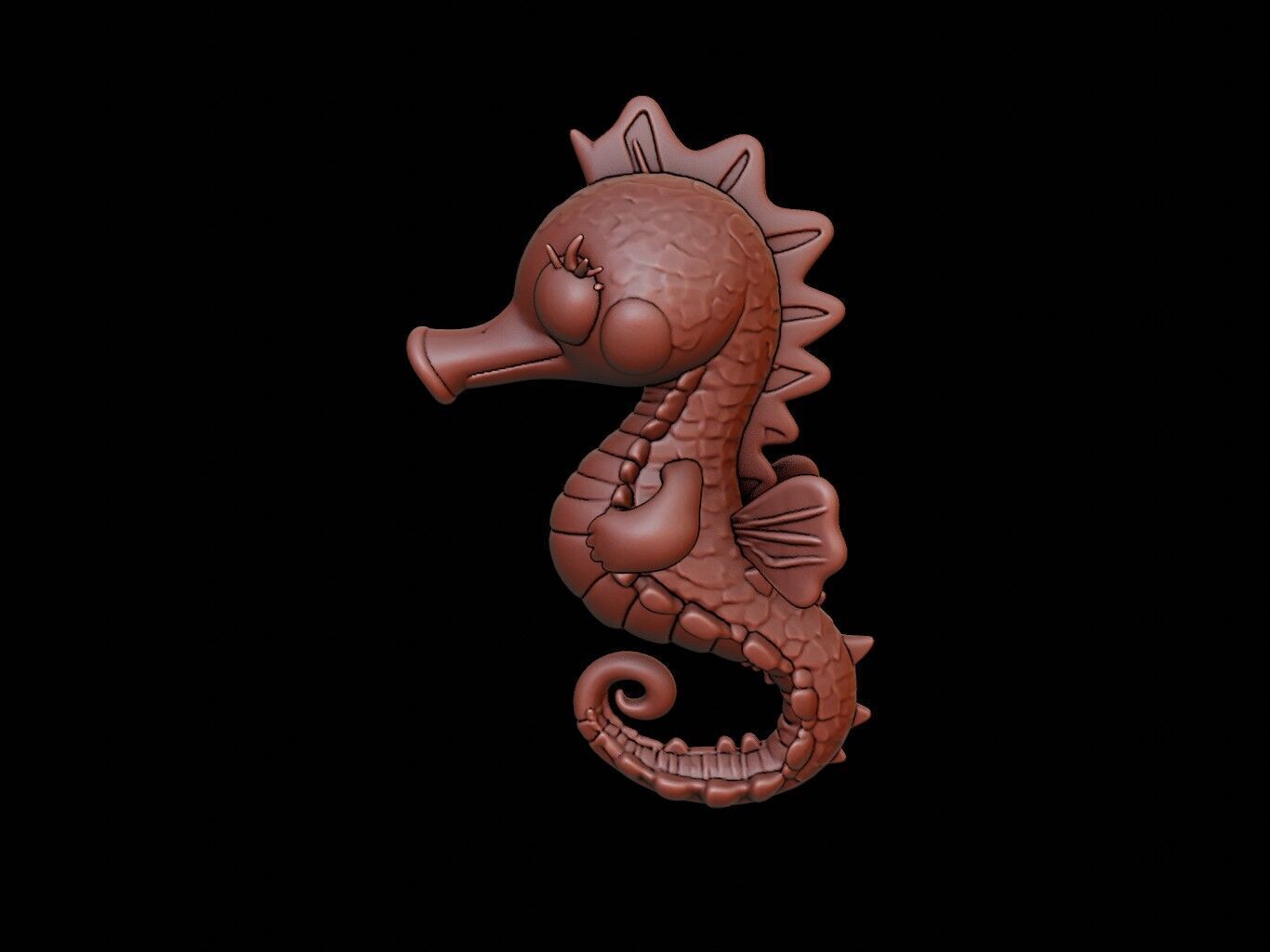 Seahorse Animal Cartoon 3D print model_2