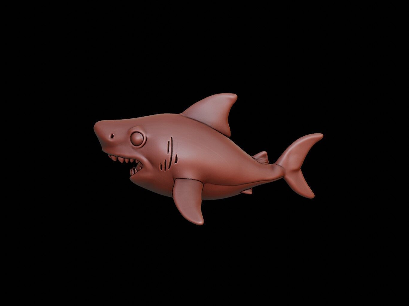 Shark Animal Cartoon 3D print model_2