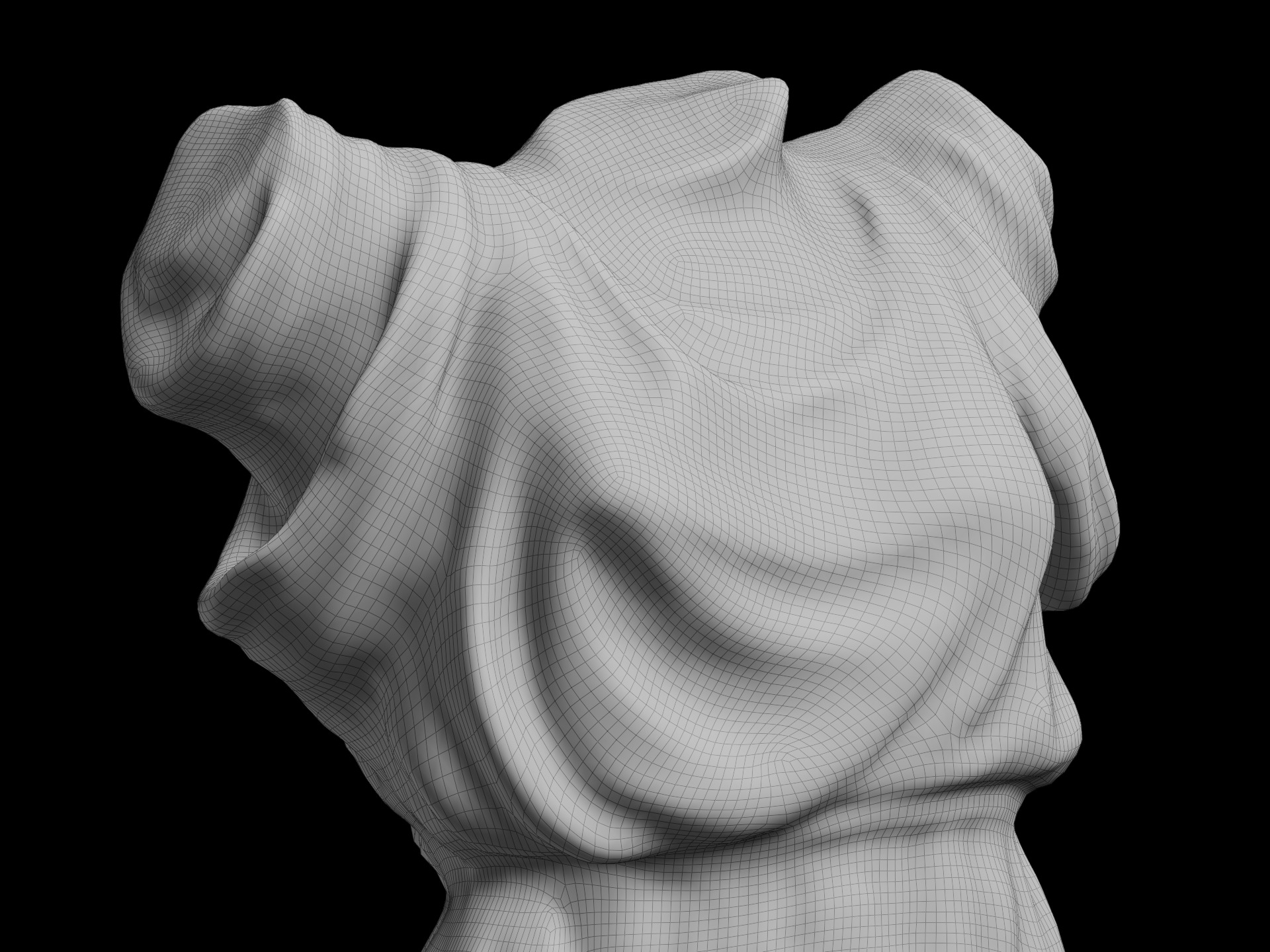Headless female marble statue 3D model_9
