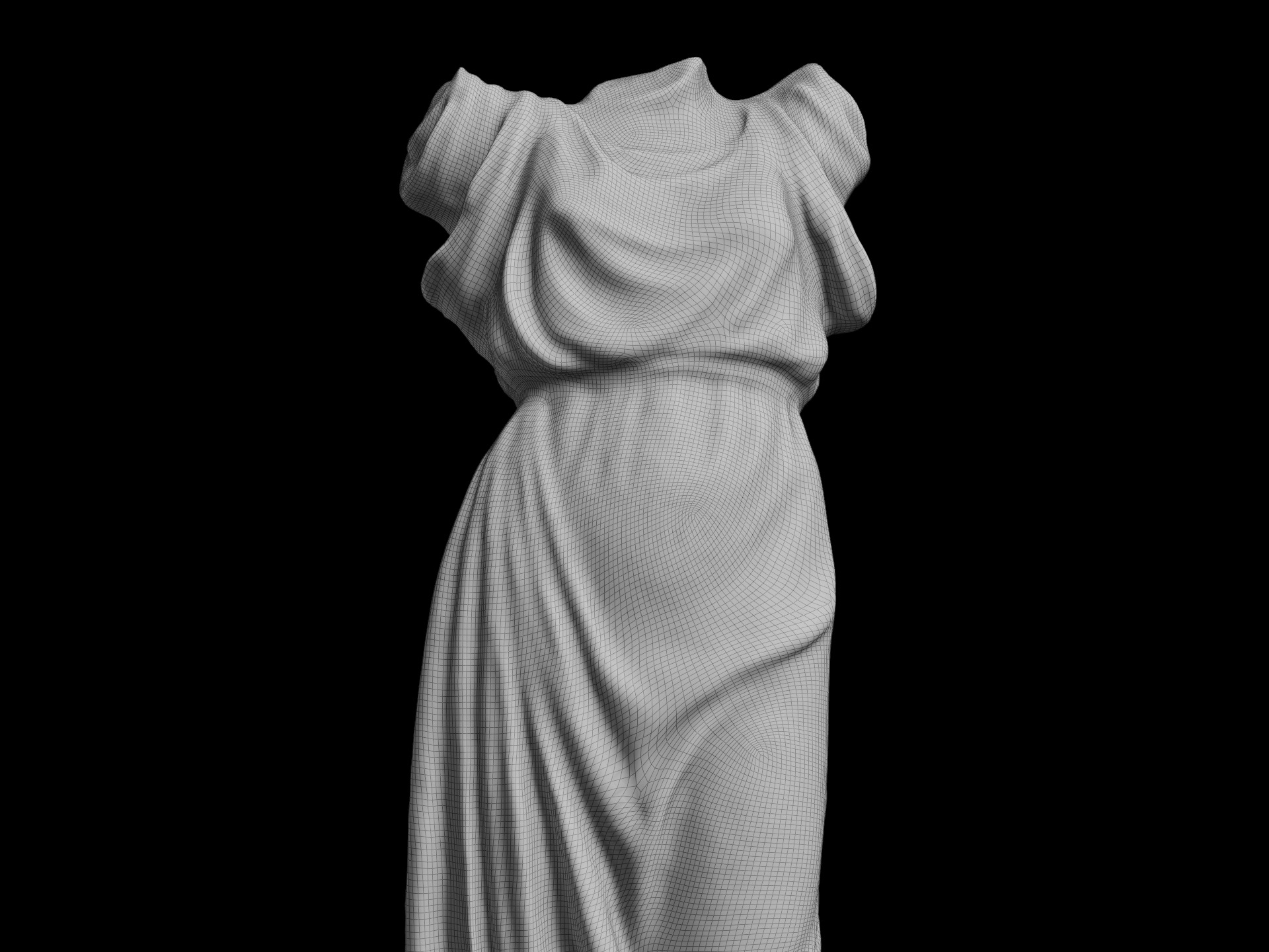 Headless female marble statue 3D model_7