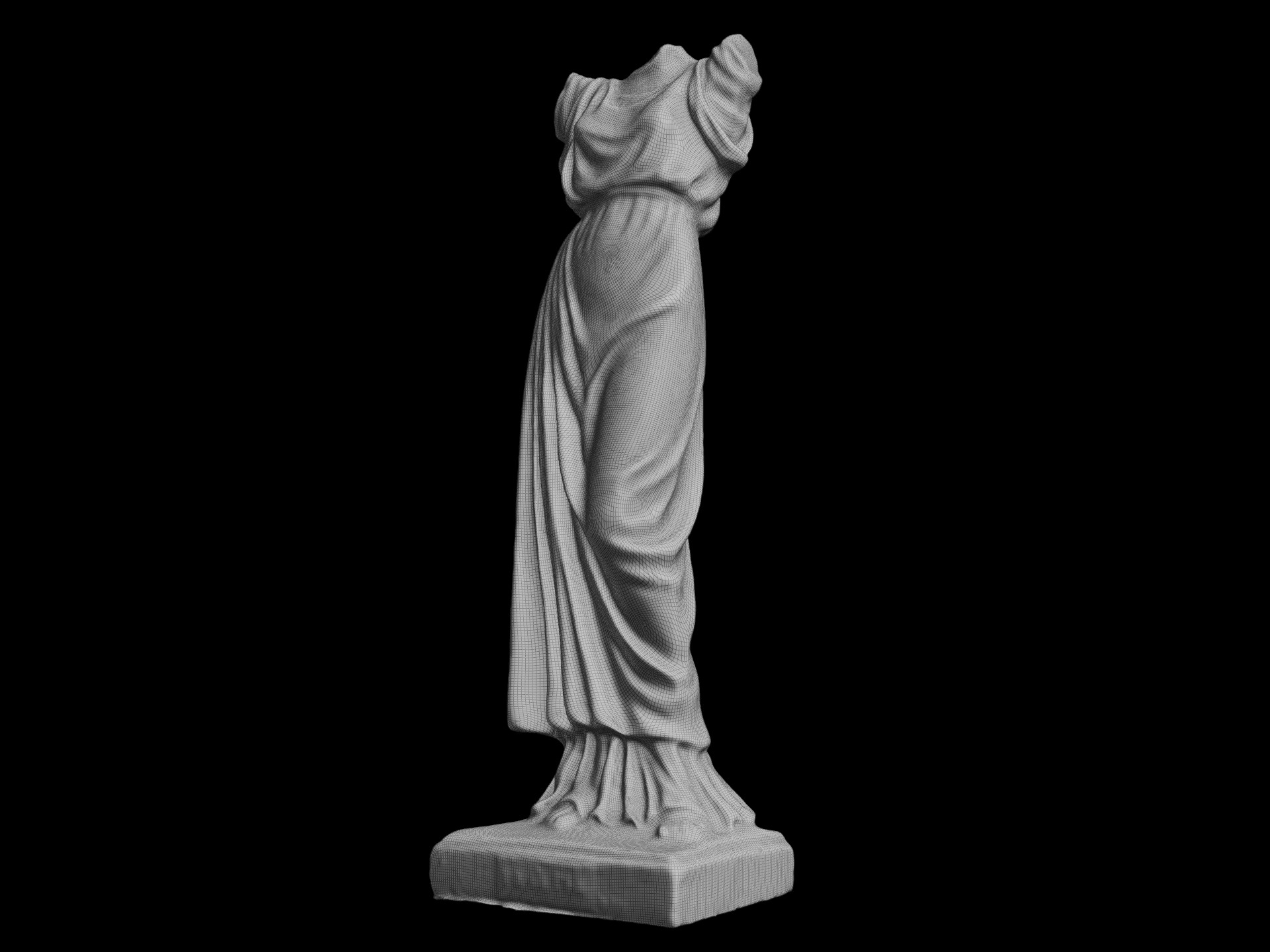 Headless female marble statue 3D model_6