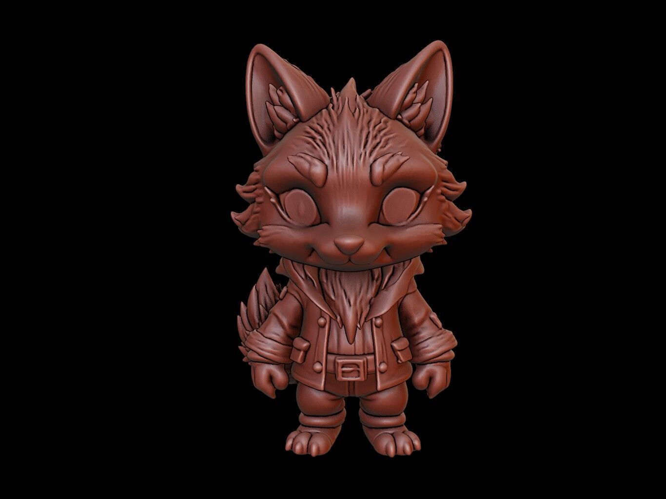 Wolf Animal Cartoon 3D print model_2