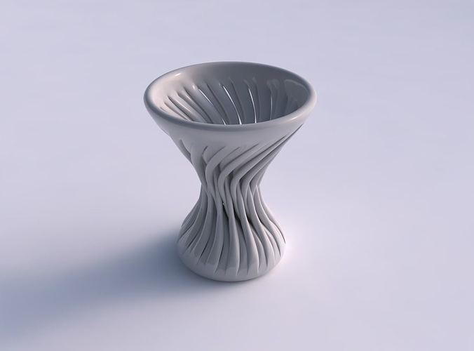 Vase hourglass twisted with muscle structure squeezed