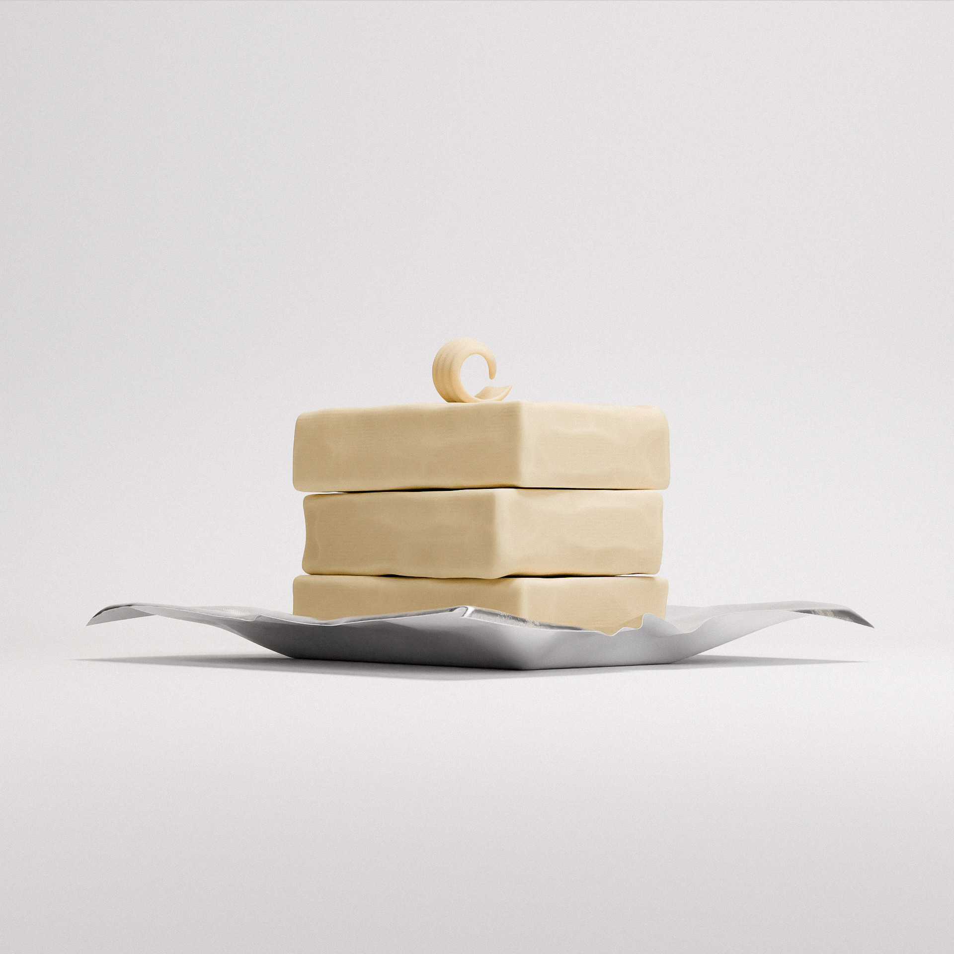 Butter Set 01 Low-poly 3D model_5