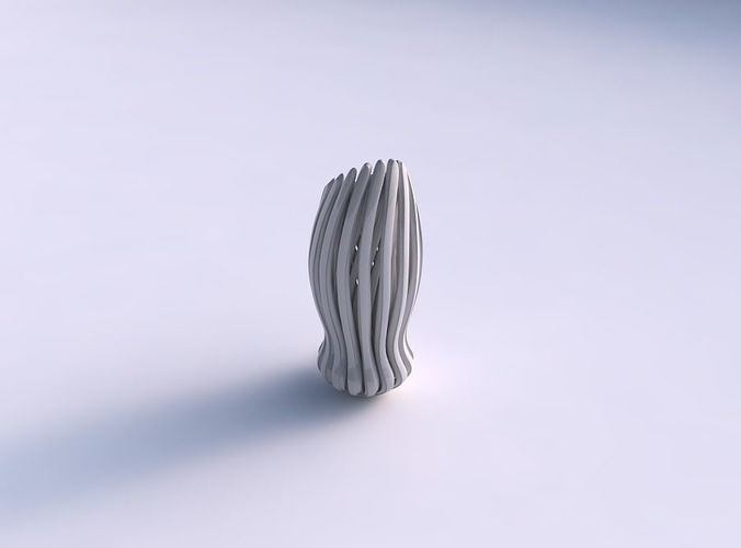 Vase glass shape with beveled muscle structure and soft tips long top