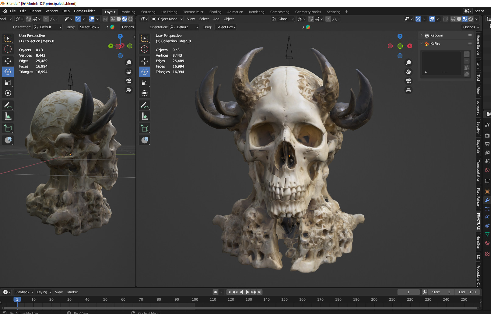 skull Low-poly 3D model_2