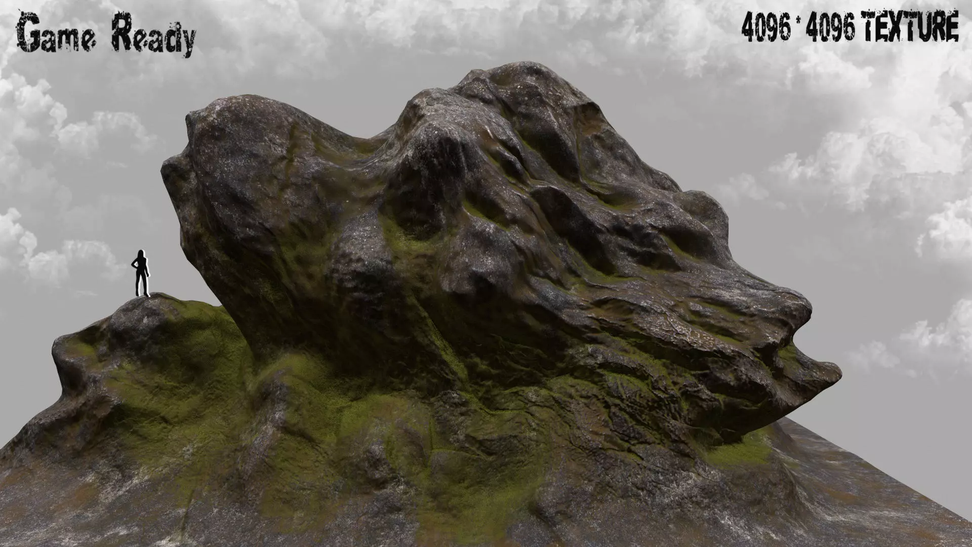 Rock with person 3D model_0