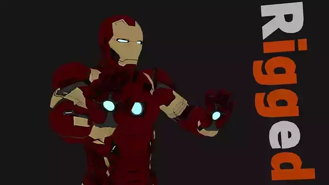 Iron Man Civil War Mark 45 Rigged Low-poly 3D model