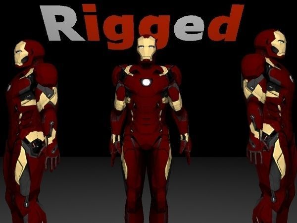 Iron Man Civil War Mark 45 Rigged Low-poly 3D model_1