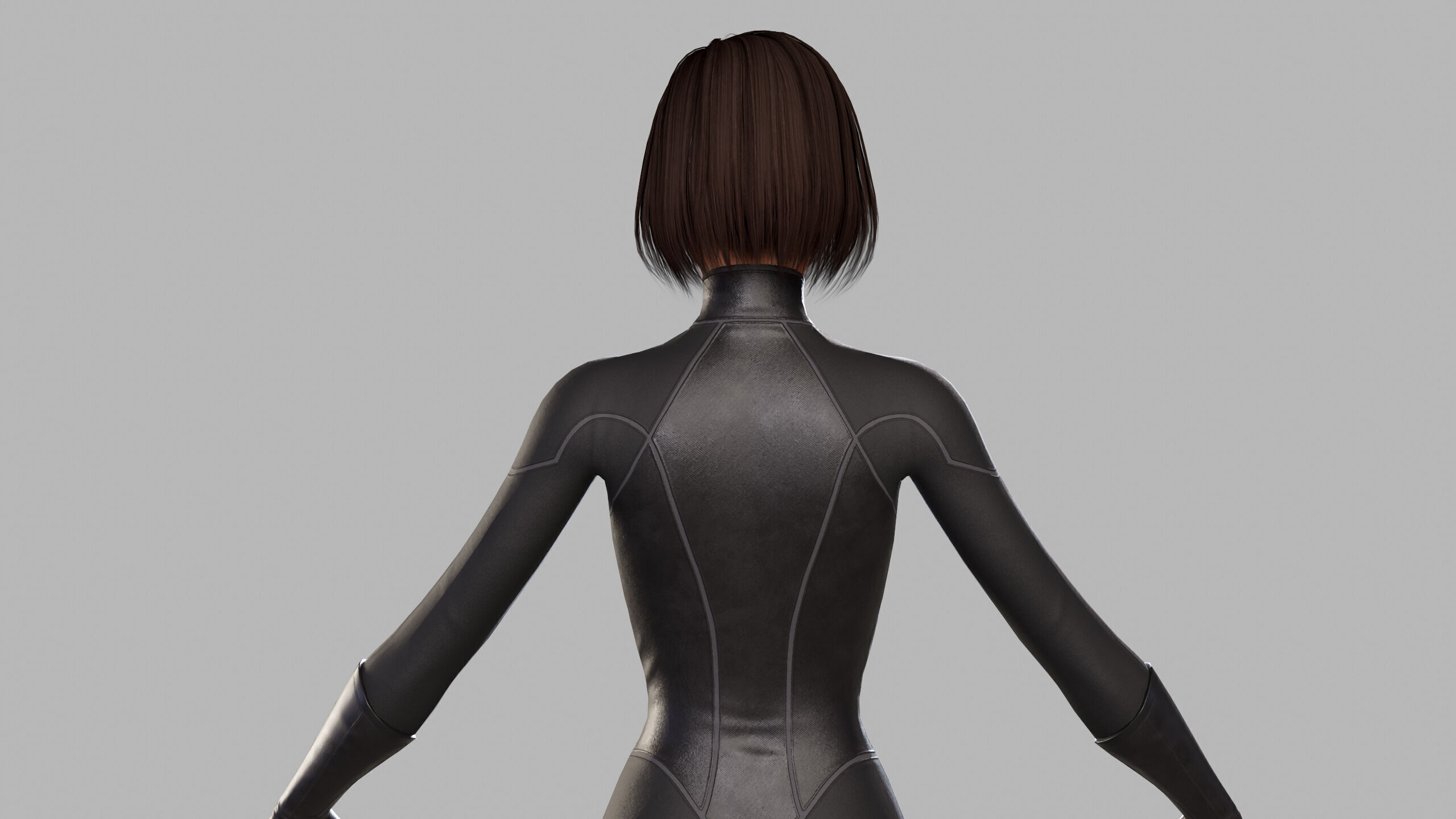 Cartoon Sci Fi Girl Low-poly 3D model_12