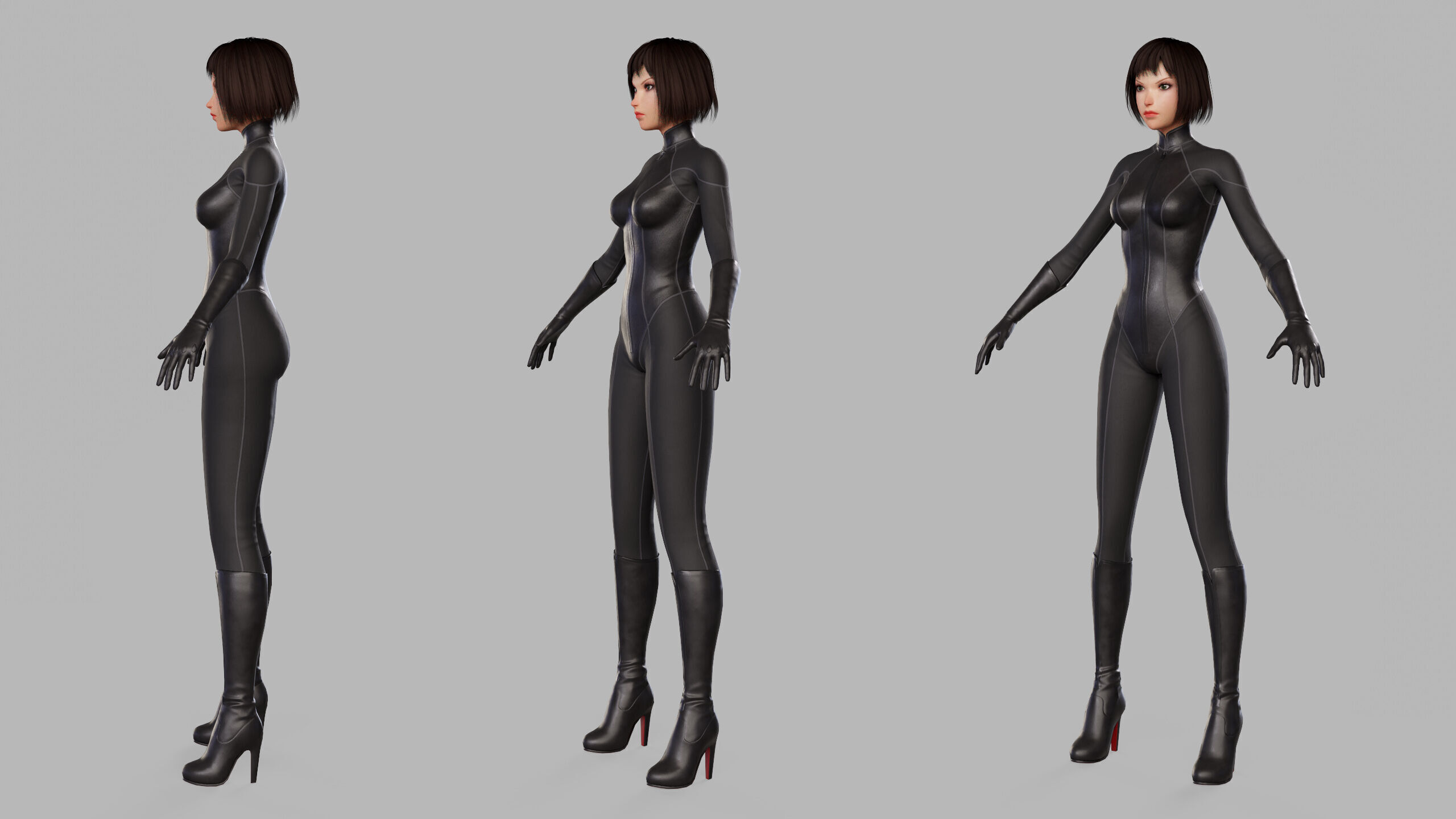 Cartoon Sci Fi Girl Low-poly 3D model_23