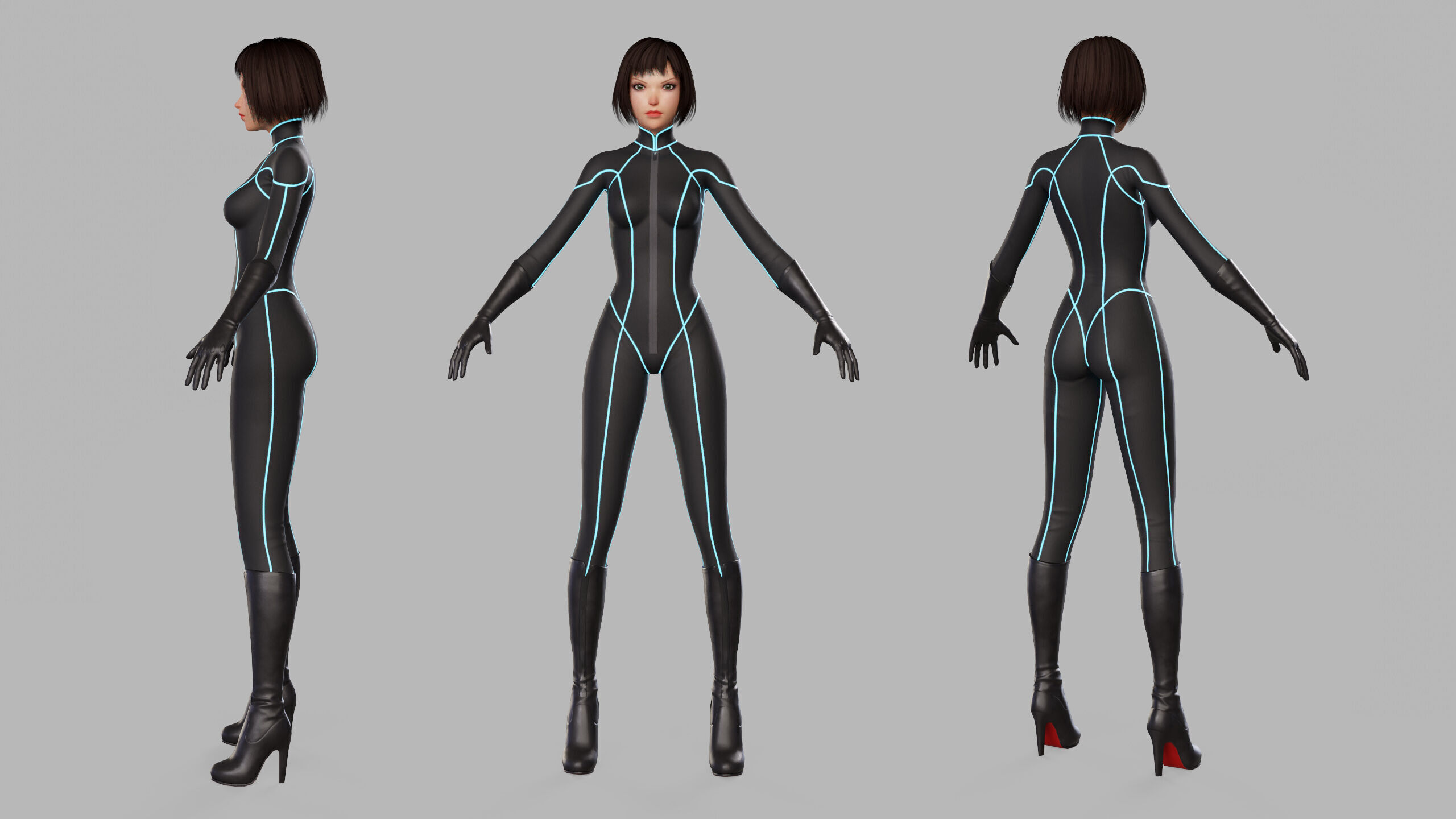 Cartoon Sci Fi Girl Low-poly 3D model_24