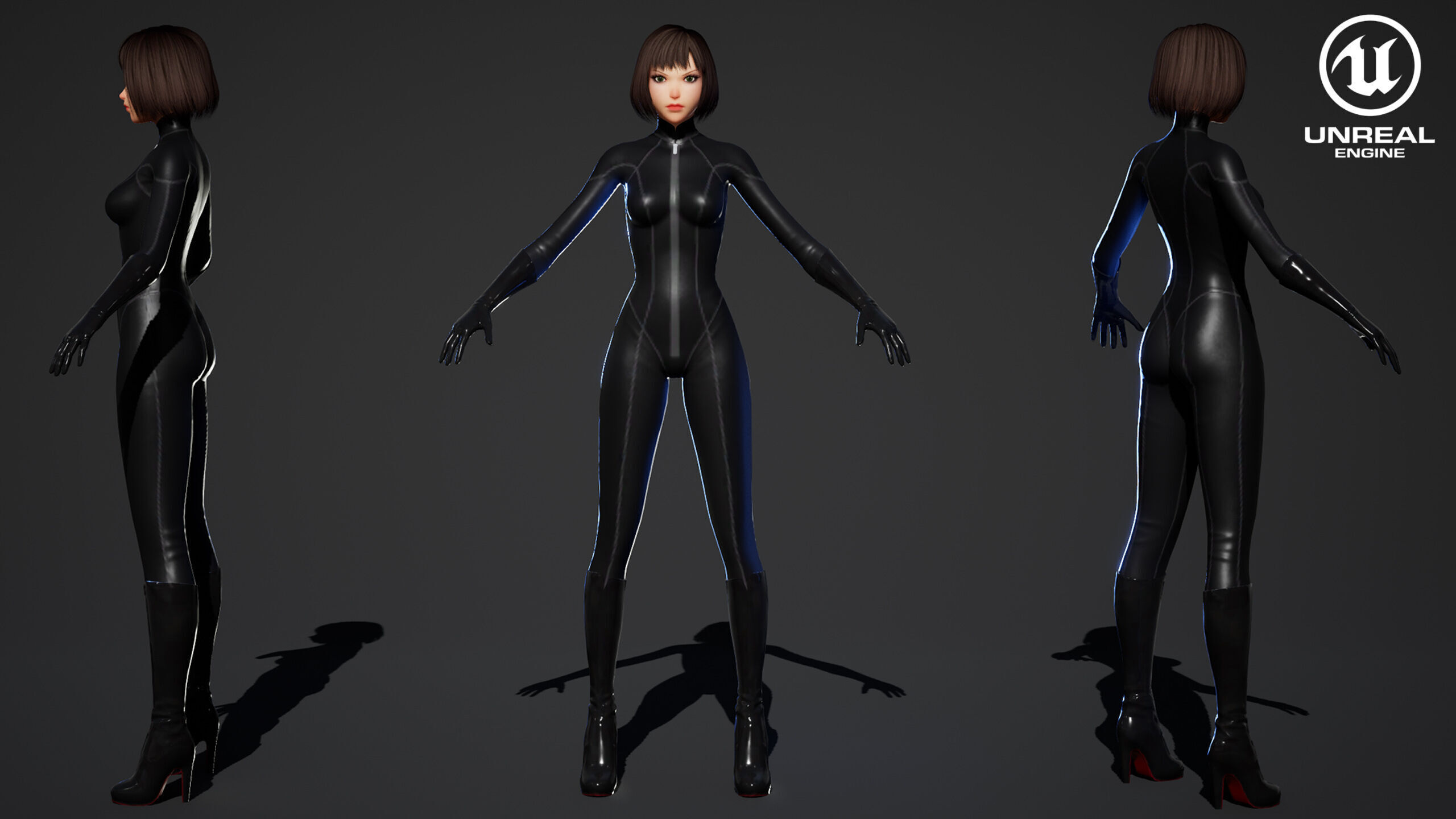 Cartoon Sci Fi Girl Low-poly 3D model_31