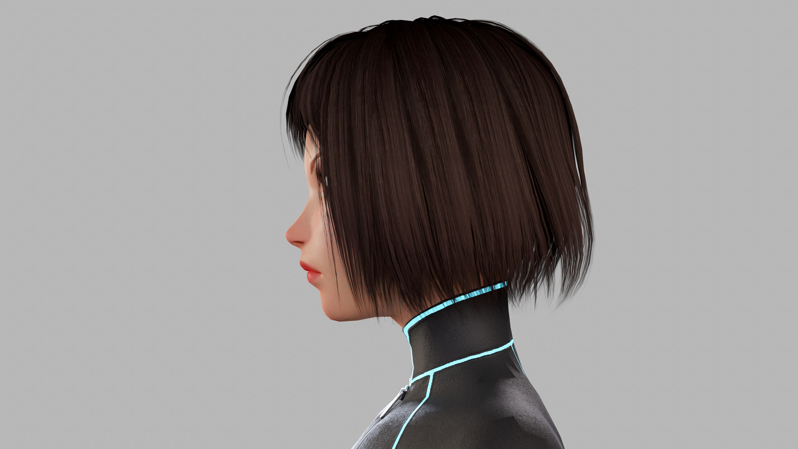 Cartoon Sci Fi Girl Low-poly 3D model_9