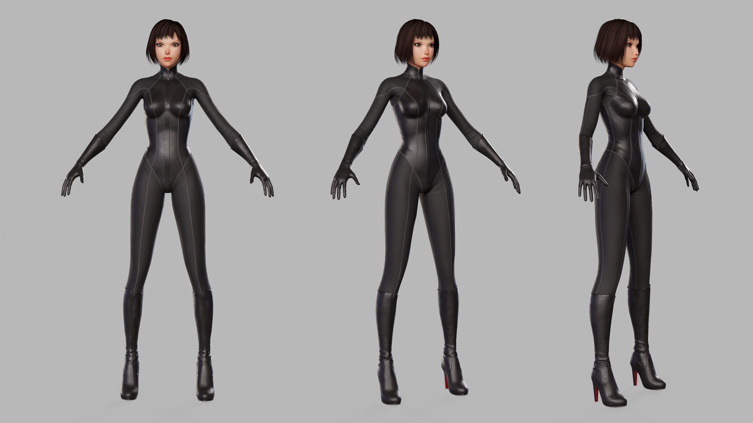 Cartoon Sci Fi Girl Low-poly 3D model_20