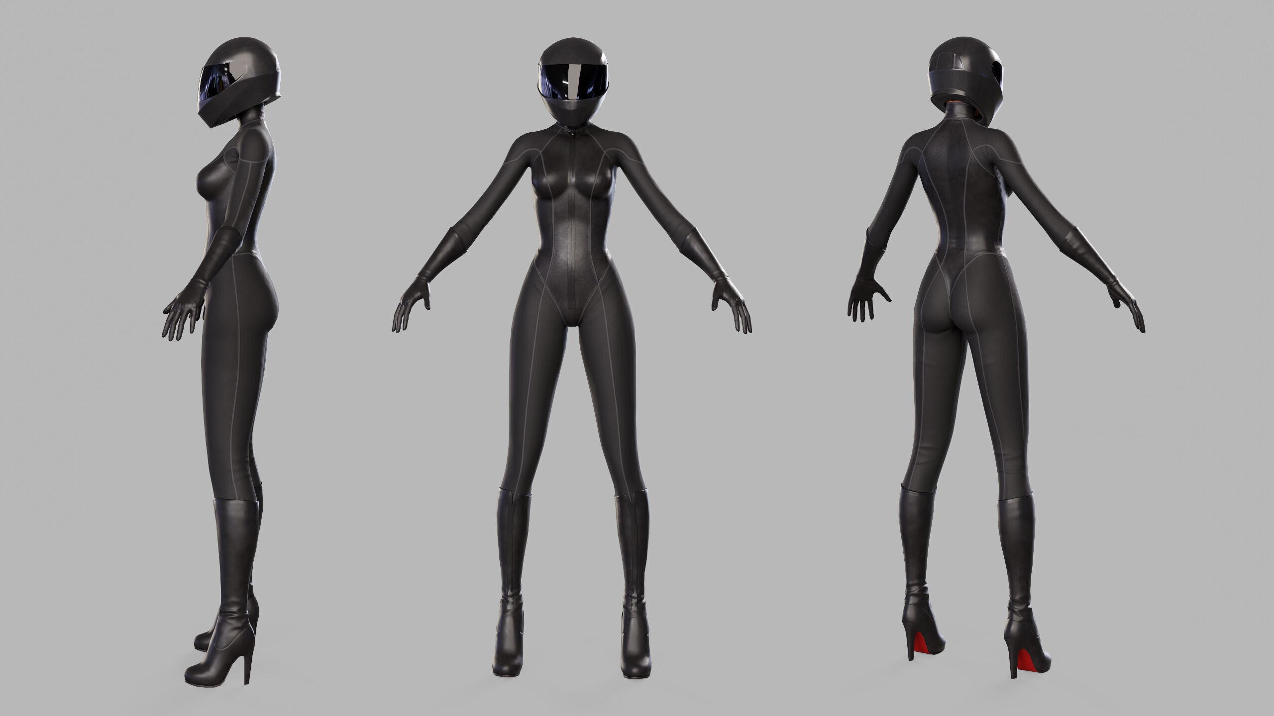 Cartoon Sci Fi Girl Low-poly 3D model_26
