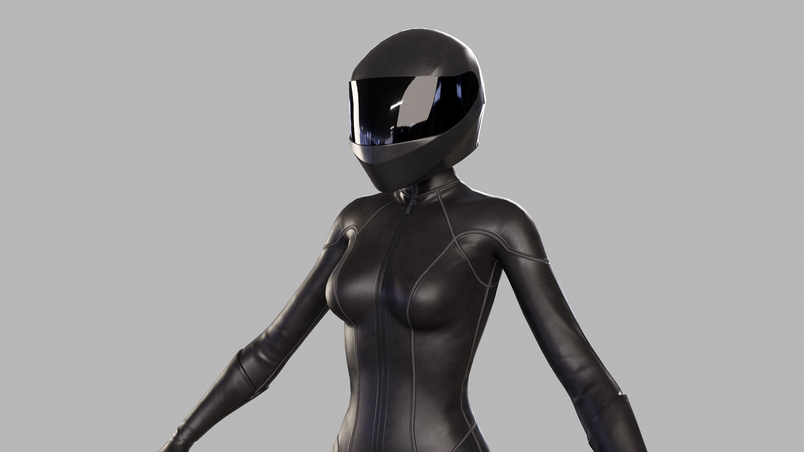 Cartoon Sci Fi Girl Low-poly 3D model_14