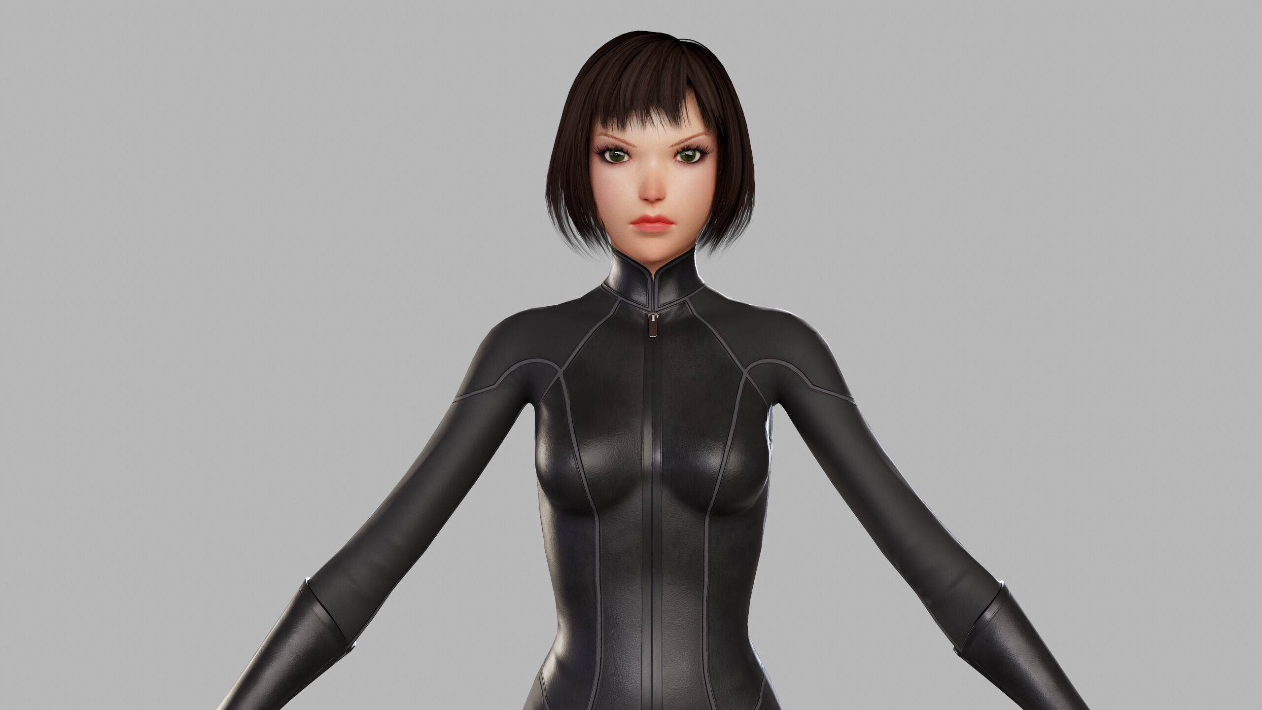 Cartoon Sci Fi Girl Low-poly 3D model_11