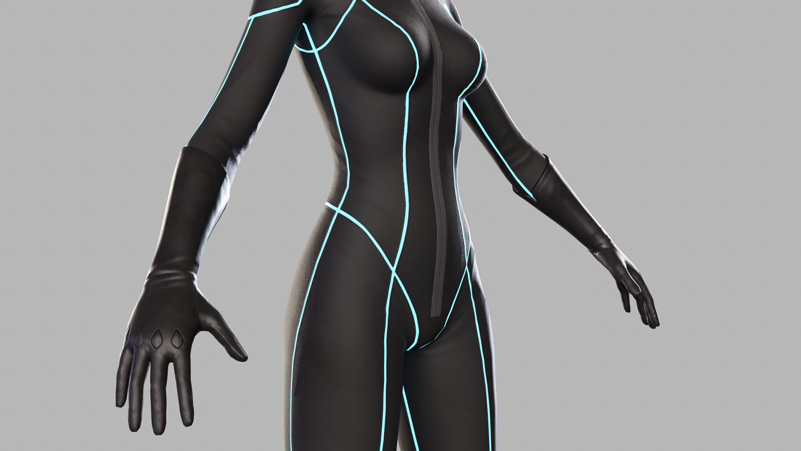 Cartoon Sci Fi Girl Low-poly 3D model_16