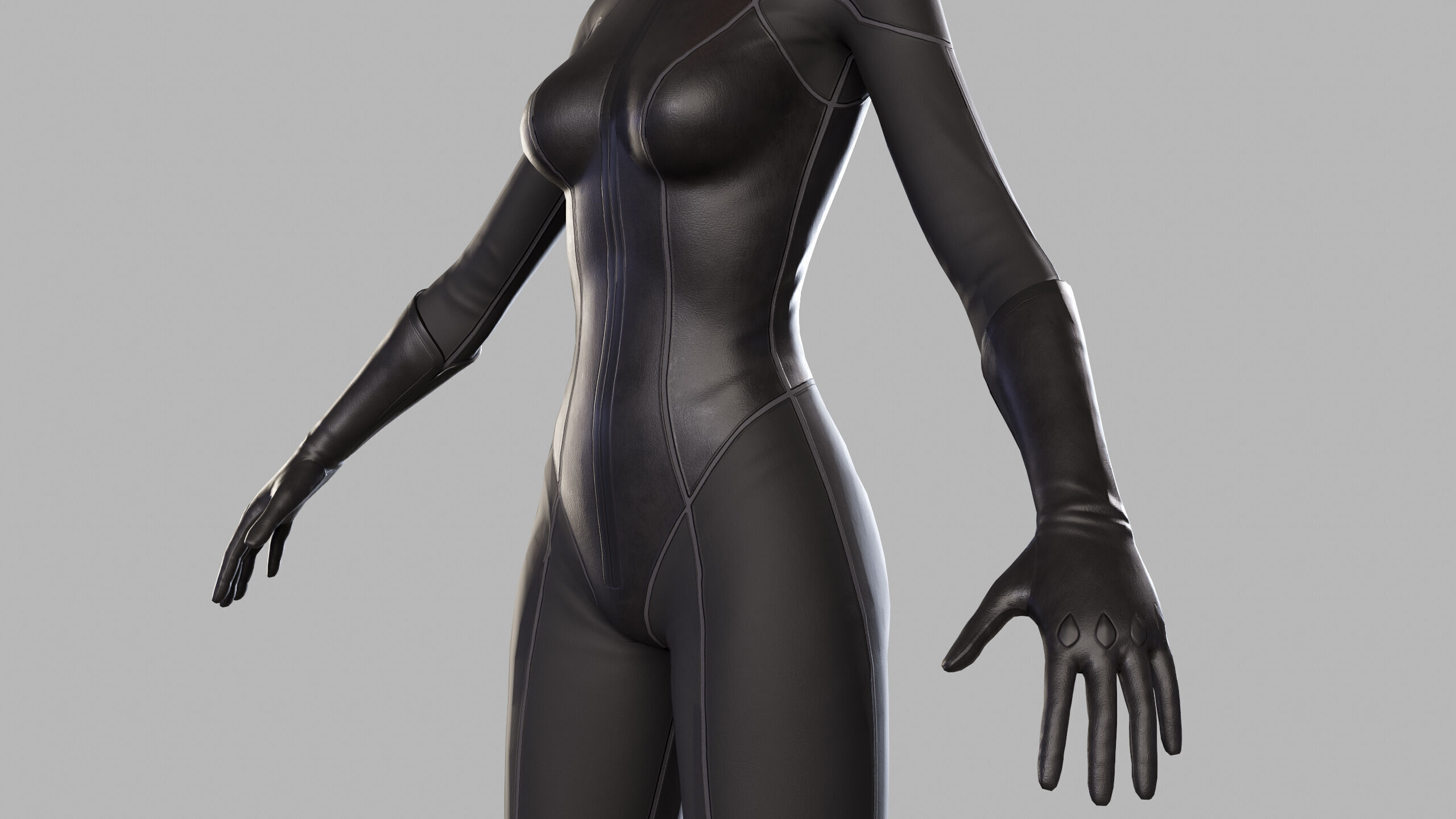 Cartoon Sci Fi Girl Low-poly 3D model_15