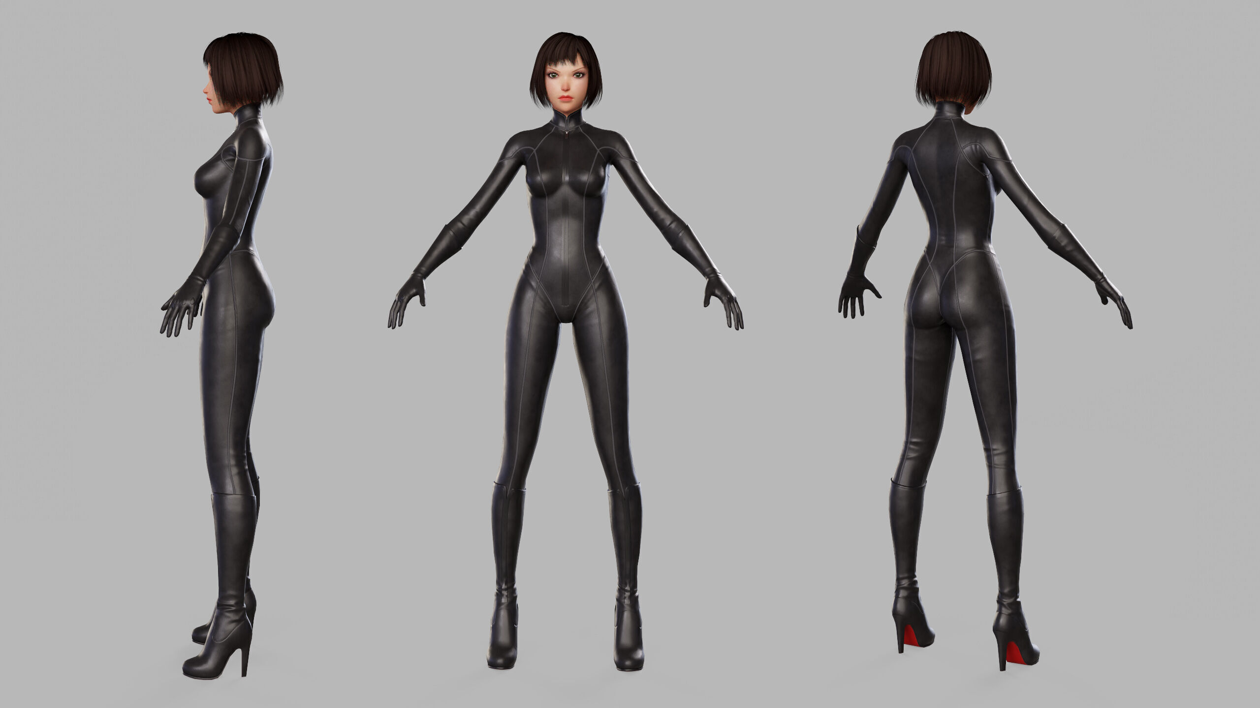Cartoon Sci Fi Girl Low-poly 3D model_25